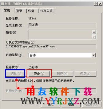 重新启动一下用友通服务图示