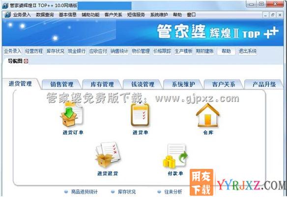 管家婆辉煌II TOP++进销存软件网络版操作界面图示