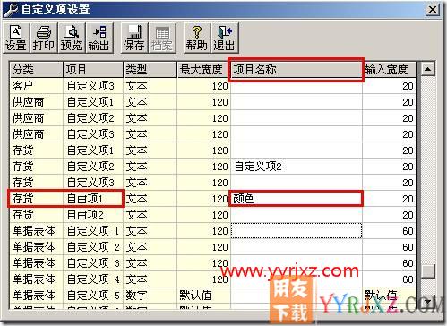 如何定义存货自由项