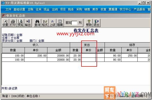 收发存汇总表里面，有些部分没有单价与金额？