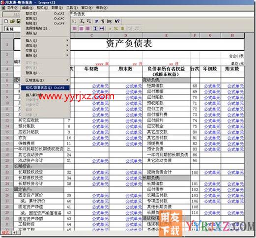 报表模板中没有“格式”“数据”字样？